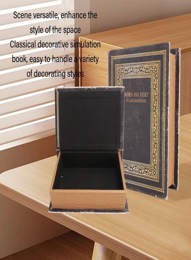 OPPWONG Fake Book Box, Wooden Antique Book Decorations Vintage Book Storage Box Book Hollow Book Book Shaped Trinket Keepsake Storage Boxes Memory Book Box for Women Man Home Decor - Image 3